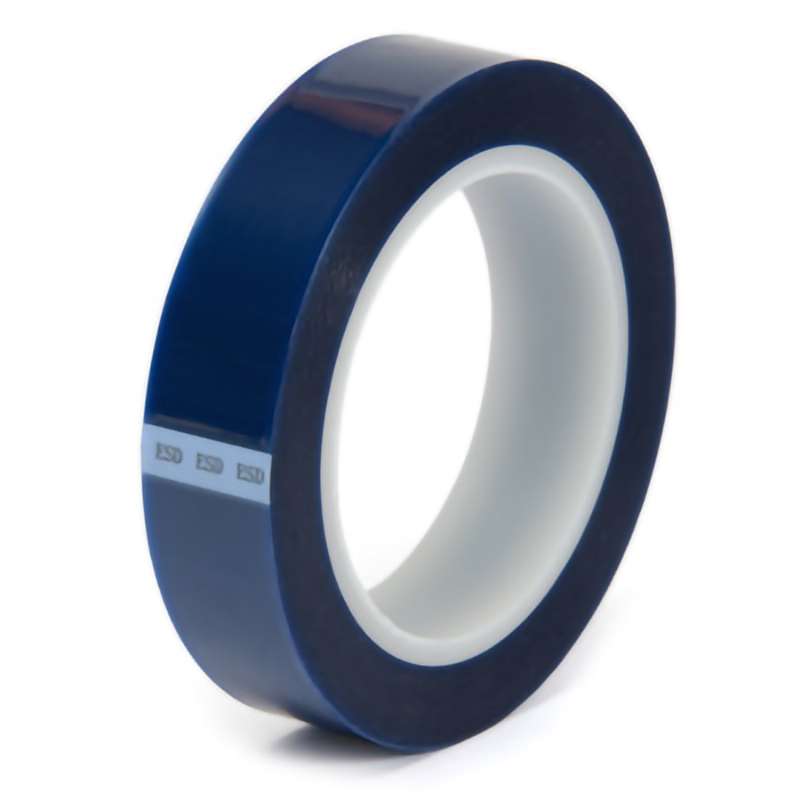 ESD Polyester Tape, 1/4"x72 Yds, 3" Core 2.5 mil, Blue